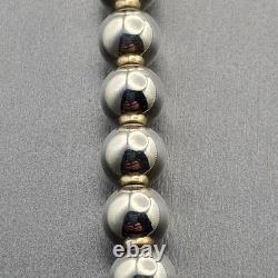 VTG Native American Navajo Pearls Sterling Silver 8mm Beaded Necklace 30 56g