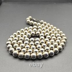 VTG Native American Navajo Pearls Sterling Silver 8mm Beaded Necklace 30 56g