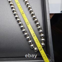 VTG Native American Navajo Pearls Sterling Silver 8mm Beaded Necklace 30 56g
