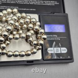 VTG Native American Navajo Pearls Sterling Silver 8mm Beaded Necklace 30 56g
