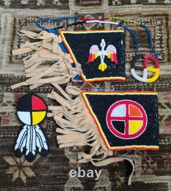 VTG Native American Powwow Regalia Lot Traditional Dance Beaded Medicine Wheel