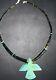 VTG Native American Santo Domingo Brown Turquoise Bead Necklace Carved Eagle