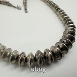 VTG Native American Sterling Silver Graduated Bead 17.5 Necklace 34.8g #gt