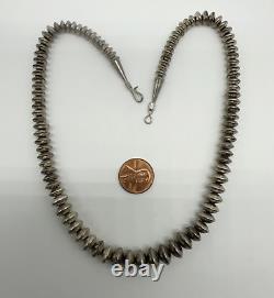 VTG Native American Sterling Silver Graduated Bead 17.5 Necklace 34.8g #gt