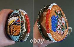 Very Fine 1920's Native American Plains 2 Sided Beaded Bag Chief & Flowers