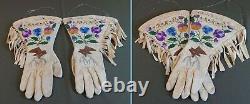Very Fine 1920's Native American Plateau Embroidered & Beaded Gauntlet Gloves