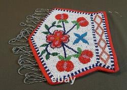 Very Fine 1930's Native American Plateau Beaded Floral Bag with Beaded Tassles