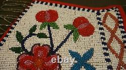Very Fine 1930's Native American Plateau Beaded Floral Bag with Beaded Tassles