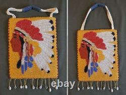 Very Fine Native American Nez Perce Yakama Umatilla Beaded Bag Indian Chief