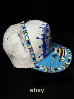 Very Nice Hand Cut Beaded And Hand Painted Native American Indian Dancer Cap Hat