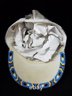 Very Nice Hand Cut Beaded And Hand Painted Native American Indian Dancer Cap Hat