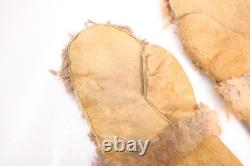 Very OLD Native American Beaded Floral Pattern Leather Buckskin Gauntlet Mittens
