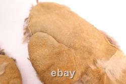 Very OLD Native American Beaded Floral Pattern Leather Buckskin Gauntlet Mittens