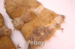 Very OLD Native American Beaded Floral Pattern Leather Buckskin Gauntlet Mittens