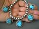 Vibrant Native American Navajo Turquoise 5-Stone Sterling Silver Bead Necklace