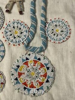 Vintage 1930's Native American Indian Beaded Beadwork Necklaces Earrings Amulets