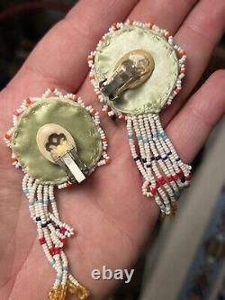 Vintage 1930's Native American Indian Beaded Beadwork Necklaces Earrings Amulets