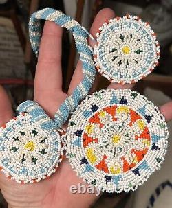 Vintage 1930's Native American Indian Beaded Beadwork Necklaces Earrings Amulets