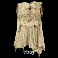 Vintage 1960s/70s Kids Leather Whipstitch Native American Beaded Fringe Vest