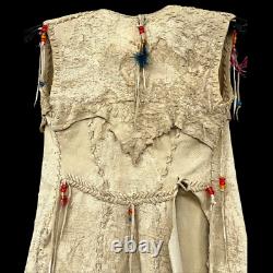 Vintage 1960s/70s Kids Leather Whipstitch Native American Beaded Fringe Vest