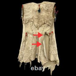 Vintage 1960s/70s Kids Leather Whipstitch Native American Beaded Fringe Vest