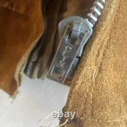 Vintage 60s Deer Skin Leather Fringe Native American Beaded Jacket Large