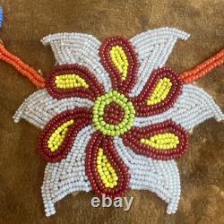 Vintage 60s Deer Skin Leather Fringe Native American Beaded Jacket Large