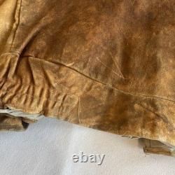 Vintage 60s Deer Skin Leather Fringe Native American Beaded Jacket Large