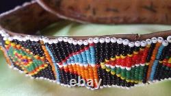 Vintage Antique Handmade Belt Beaded With Native American Design No Buckle