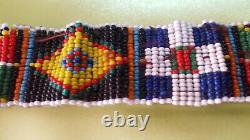 Vintage Antique Handmade Belt Beaded With Native American Design No Buckle