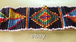 Vintage Antique Handmade Belt Beaded With Native American Design No Buckle