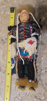 Vintage / Antique Native American Beaded Doll 7 inches