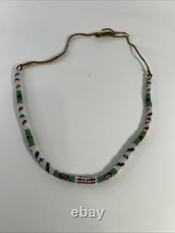 Vintage Antique Native American Indians NECKLACE Seed Beads Cord