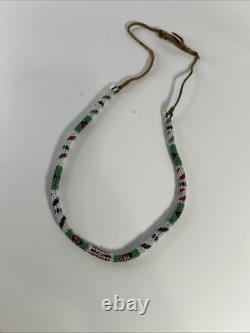 Vintage Antique Native American Indians NECKLACE Seed Beads Cord