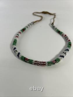 Vintage Antique Native American Indians NECKLACE Seed Beads Cord