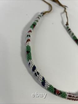 Vintage Antique Native American Indians NECKLACE Seed Beads Cord