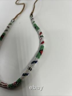 Vintage Antique Native American Indians NECKLACE Seed Beads Cord