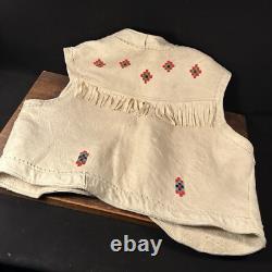 Vintage Antique Native American Leather Indian Beaded Vest