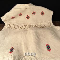 Vintage Antique Native American Leather Indian Beaded Vest