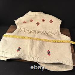 Vintage Antique Native American Leather Indian Beaded Vest