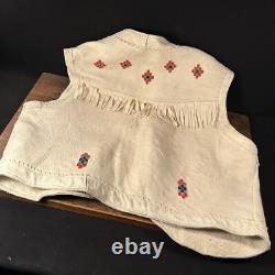 Vintage Antique Native American Leather Indian Beaded Vest
