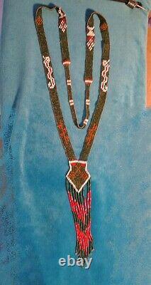 Vintage / Antique Native American Micro Bead Men's Seed Beaded Necklace