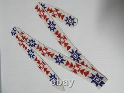Vintage Antique USA Woodlands Indian Loom Beaded Hat Band / Sash Vallero Star1