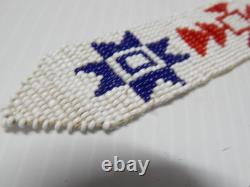 Vintage Antique USA Woodlands Indian Loom Beaded Hat Band / Sash Vallero Star1