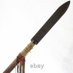Vintage Authentic Metal Tipped American Indian Beaded Lance Bone Feather 80-1/4