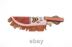 Vintage Beaded Native American Sioux Plains Indian Sheath Hide W Knife Dagger