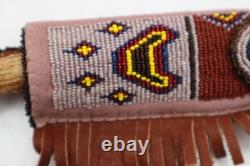 Vintage Beaded Native American Sioux Plains Indian Sheath Hide W Knife Dagger
