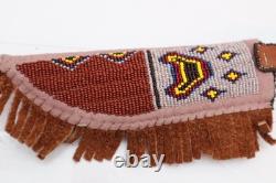 Vintage Beaded Native American Sioux Plains Indian Sheath Hide W Knife Dagger
