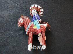 Vintage Beaded Zuni, Native American Indian On Horseback, Sd-022408233