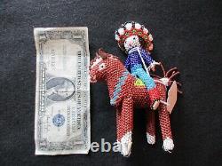Vintage Beaded Zuni, Native American Indian On Horseback, Sd-022408233